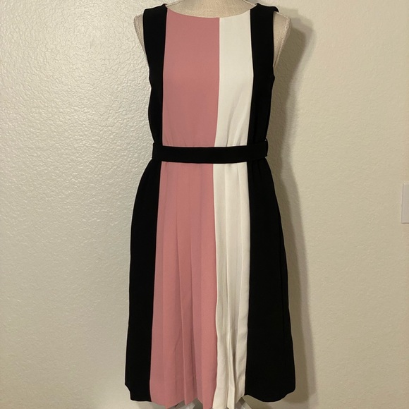 Kate Spade Black and Pink Sleeveless Color Block Dress with Belt - Picture 2 of 12